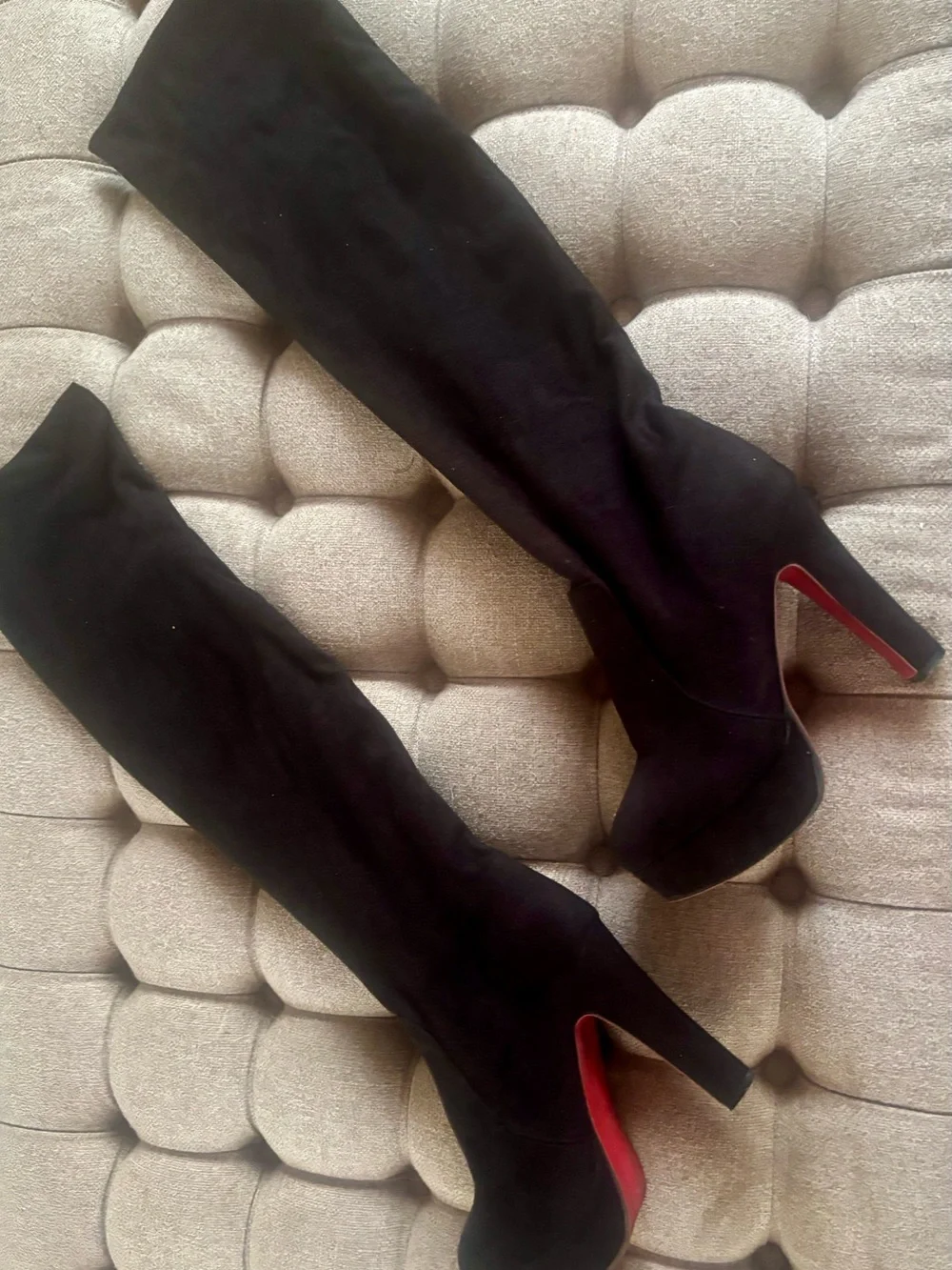 Black Knee-High Platform Heel Boots - Women